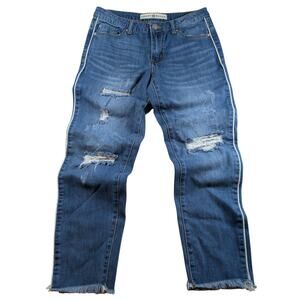 Ashley Mason Womens Denim AMM-452 Distressed Raw Hem  Jeans Blue Juniors Size 5